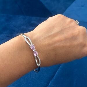 Elegant Silver and Pink Bracelet